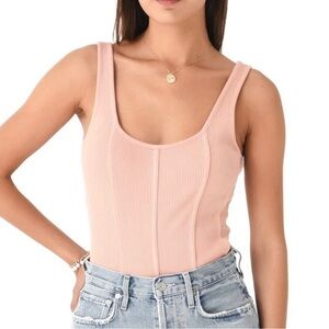 AGOLDE PINK SLEEVELESS RIBBED BODYSUIT